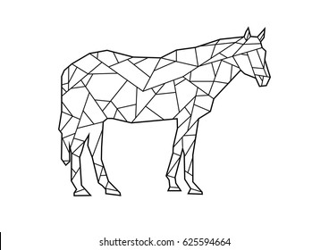 Polygonal Horse Farm Animal. Editable Clip Art.