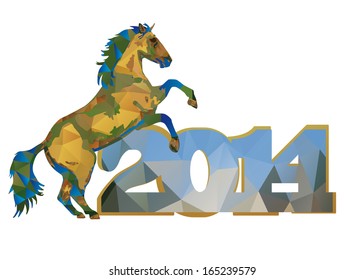 polygonal horse green-blue