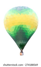 Polygonal hot air balloon on white background vector EPS10
