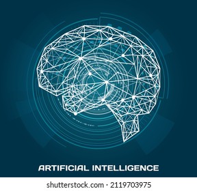 Polygonal human brain made of lines and dots. Medical research of internal organs, innovative technology in medicine concept. Organ of human central nervous system. Brain modern 3D volumetric image