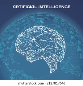 Polygonal human brain made of lines and dots. Medical research of internal organs, innovative technology in medicine concept. Organ of human central nervous system. Brain modern 3D volumetric image