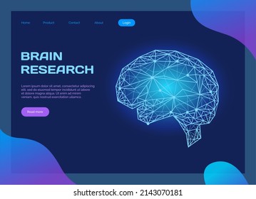 Polygonal human brain made of lines and dots. Medical research of internal organs, innovative technology in medicine concept. Organ of human central nervous system. Brain modern 3D volumetric image