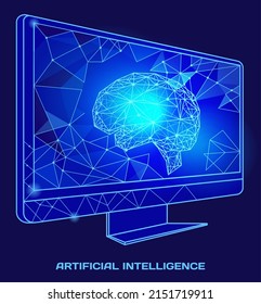 Polygonal human brain made of white lines and dots. Medical research of internal organs, innovative approach concept. Organ of human central nervous system. Modern depiction of organ regulating body