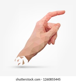 Polygonal Human Hand, Index Finger, Triangular Origami