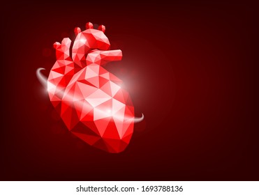 polygonal human heart. Heart protection concept. Illustration.