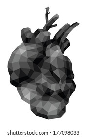 Polygonal human heart, vector illustration