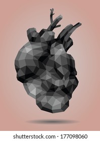 Polygonal human heart, vector illustration