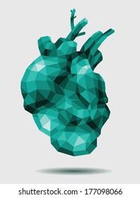 Polygonal human heart, vector illustration