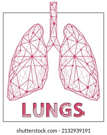 Polygonal human lungs made of red lines and dots. Medical research of internal organs, innovative approach concept. Organ of human respiratory system. Modern depiction of air breathing organ