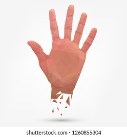 Polygonal human palm, give five, hand