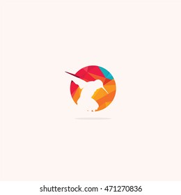 Polygonal Hummingbird logo, abstract colorful bird vector design, low poly