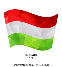 Polygonal Hungary flag isolated on white background. Design element for flyers or banners.