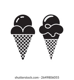 Polygonal Ice Cream Cone Icon – Minimal Black Vector