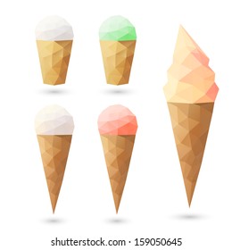 Polygonal ice cream. Vector illustration