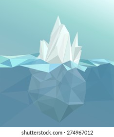 Polygonal iceberg, glacier landscape, polygonal sea, white blue color