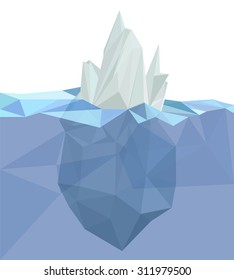 Polygonal iceberg, glacier landscape, polygonal sea, white blue color