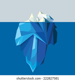 polygonal iceberg glacier landscape vector illustration- low poly style