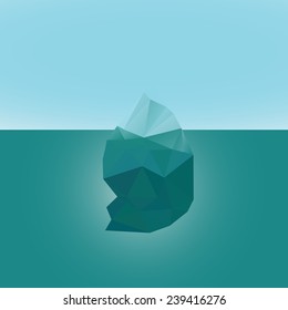 Polygonal iceberg glacier landscape vector illustration- low poly style. Triangle design. Winter theme.