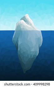 Polygonal iceberg in the sea. Low poly design. Polygon background.