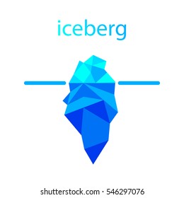 Polygonal iceberg in water icon. Vector illustration