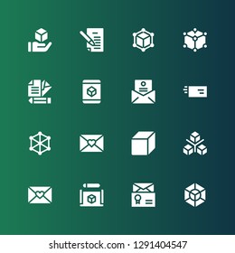 polygonal icon set. Collection of 16 filled polygonal icons included Cube, Letter