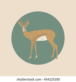 Polygonal illustration of antelope. Silhouette wild animals. 