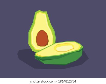 Ilustración poligonal del fruto del aguacate