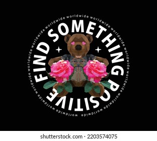 Ilustración poligonal del diseño de la camiseta de la muñeca de oso, gráfico vectorial, afiche tipográfico o camisetas de calle y estilo urbano