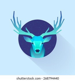 polygonal illustration of deer in circle