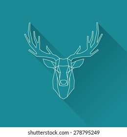 polygonal illustration of deer, wire frame invert