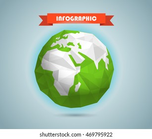Polygonal illustration of the Earth. Infographic elements template