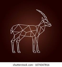Polygonal illustration of a gazelle. Wild animal with side view. 