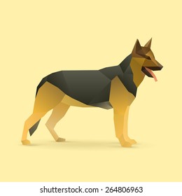 Polygonal Illustration of German Shepherd