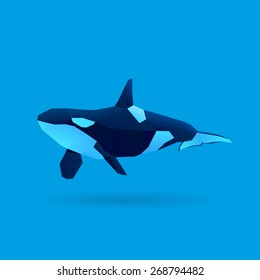 polygonal illustration of killer whale