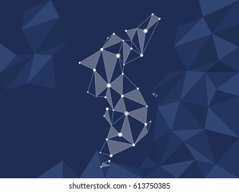 Polygonal illustration. Korea map.