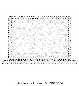 Polygonal Illustration of laptop consisting of polygons, dots and lines. Low poly polygon design, isolated on white background.  Technology illustration. Wireframe concept.
