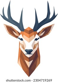 Polygonal illustration. Low poly deer, Geometric Pattern Reindeer. 