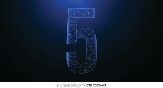 Polygonal illustration of numbers from 1 to 10. Low Poly lines and dots background.