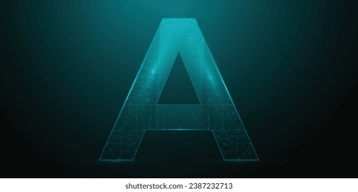 Polygonal illustration of numbers from A. Low Poly lines and dots background.