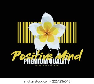  Polygonal illustration of plumeria flower t shirt design, vector graphic, typographic poster or tshirts street wear and Urban style