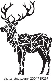 Polygonal illustration. Vector low poly deer, black illustration. 100% Editable colorable fillable