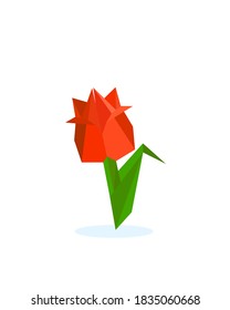 Polygonal image of a flower. Vector illustration of a 3D flower bud logo. low poly tulip flowers.