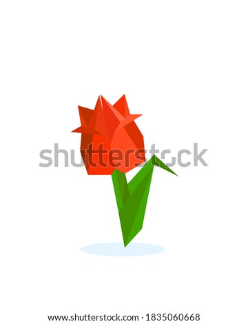 Polygonal image of a flower. Vector illustration of a 3D flower bud logo. low poly tulip flowers.