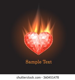   Polygonal image of the heart and flame. Happy Valentine's Day.