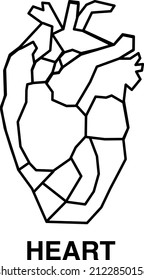 Polygonal image of the heart, line vector illustration