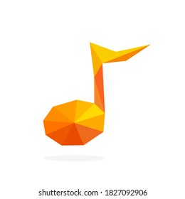 Polygonal image of musical notes. Vector illustration of a 3D musical note icon. low poly musical notes.