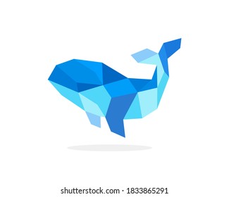 polygonal image of a whale. logo vector illustration