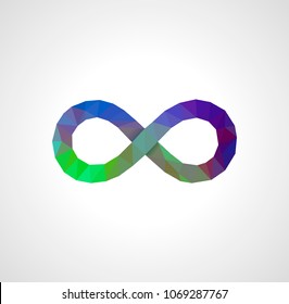 polygonal infinity sign full-colored on a light background