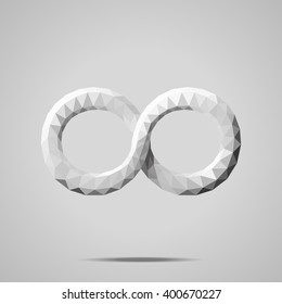 Polygonal infinity symbol, eight. Low poly design.