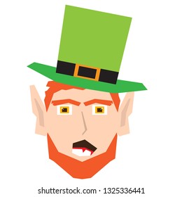 Polygonal irish elf head. Vector illustration design